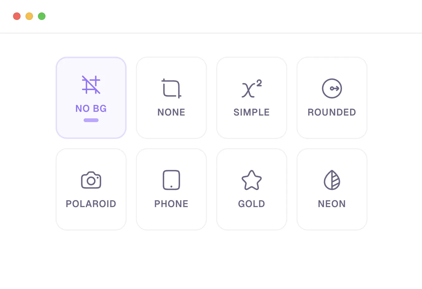 Choose a QR background style: no background, simple, rounded, polaroid, phone, gold, neon, and more